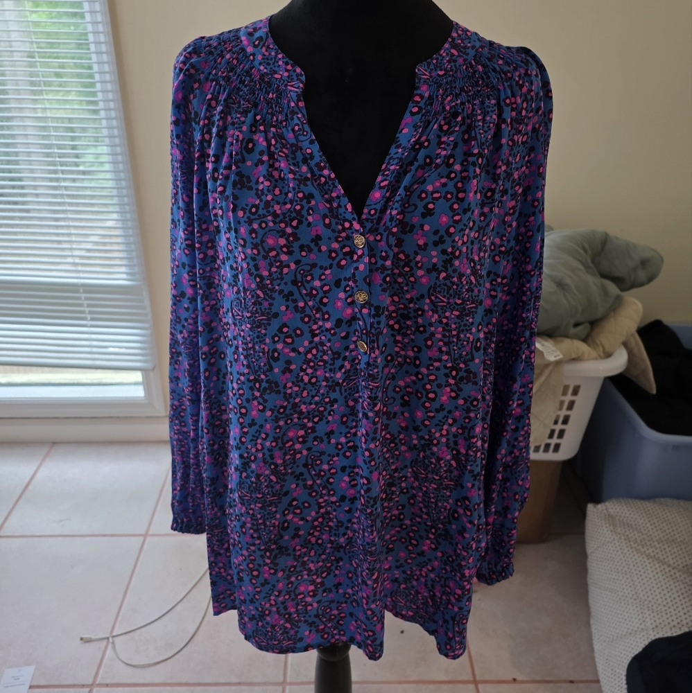 Lilly Pulitzer Blue and Pink Patterned Dress